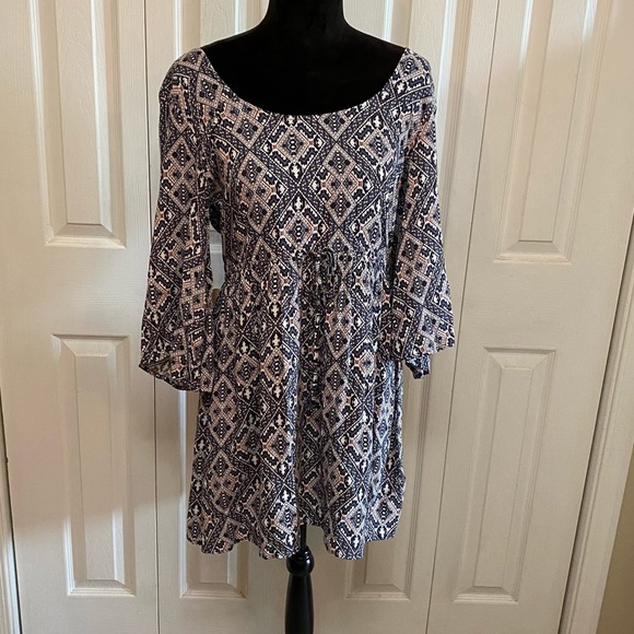 Francesca’s Blue Rain Bell Sleeve Mini Dress - Picture 10 of 10